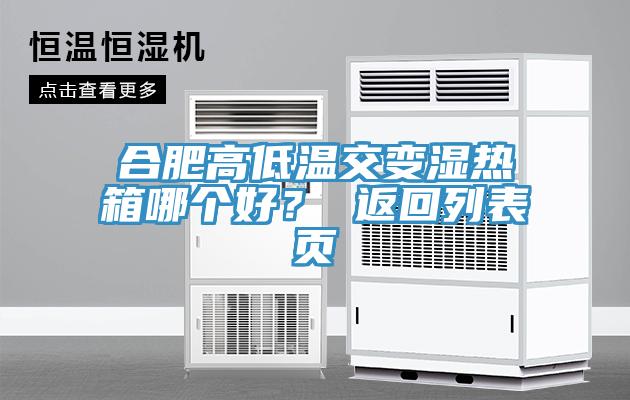 合肥高低溫交變濕熱箱哪個好？ 返回列表頁