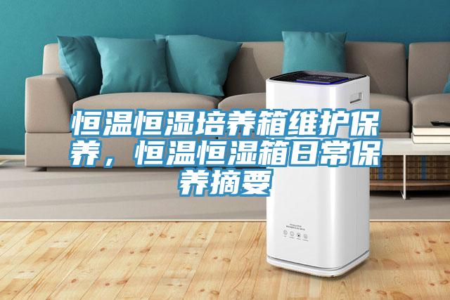 恒溫恒濕培養箱維護保養，恒溫恒濕箱日常保養摘要